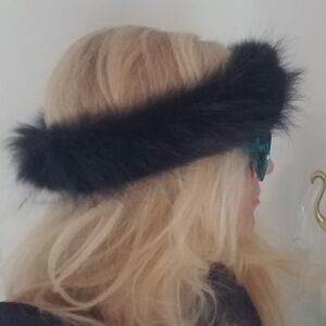 Blue Dyed Fox Fur Headband Neck Warmer Scarf